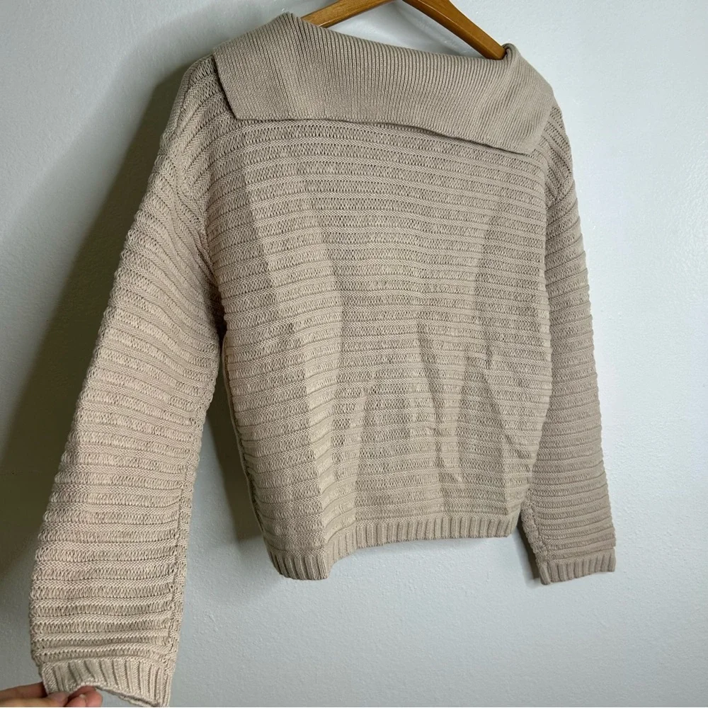 NWT 100% Cotton Tan Textured Pullover Sweater Stitches & Stripes Size XS